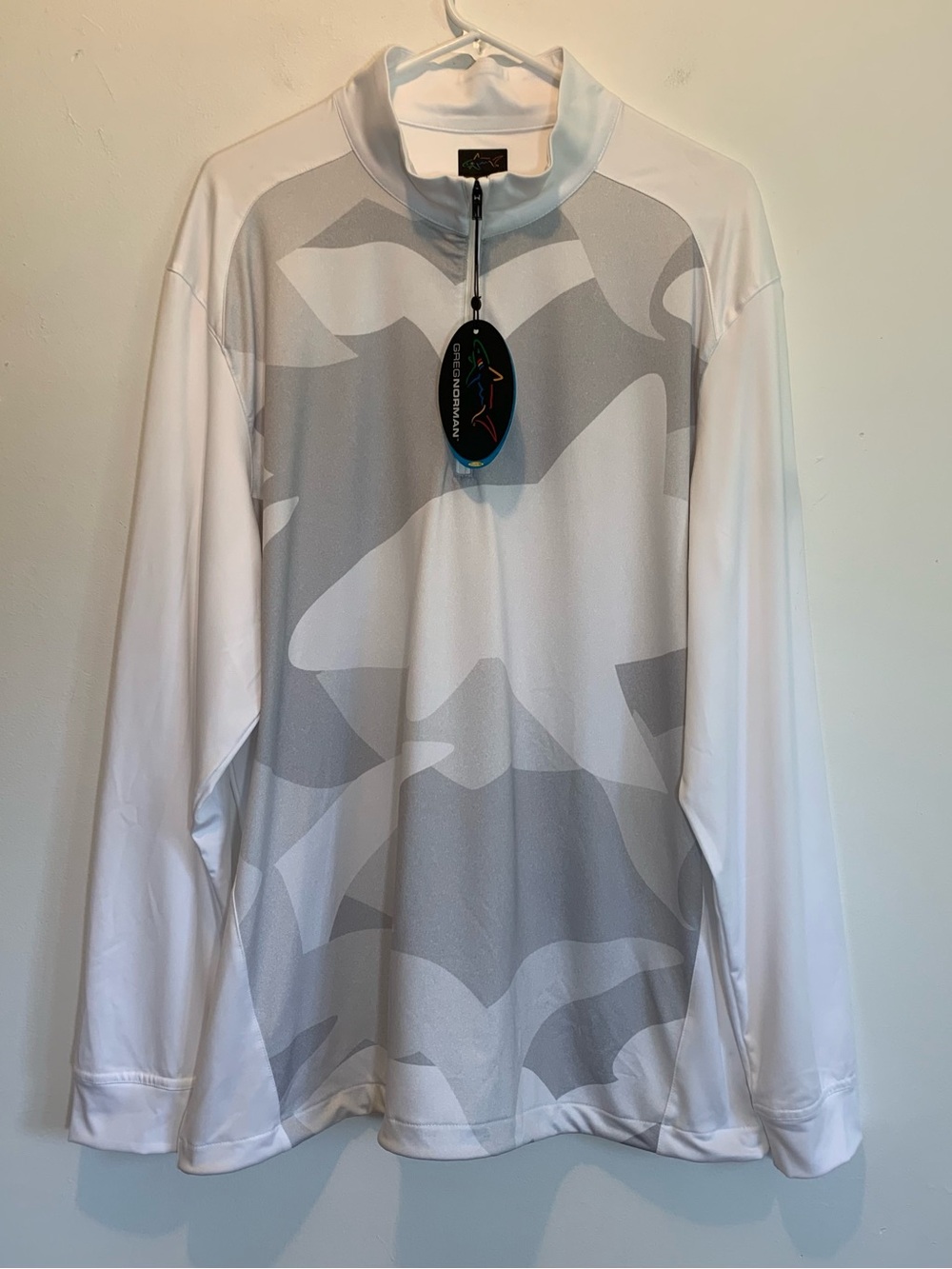 Greg Norman Play Dry White Long Sleeve Golf Pullover Lightweight Men’s XL